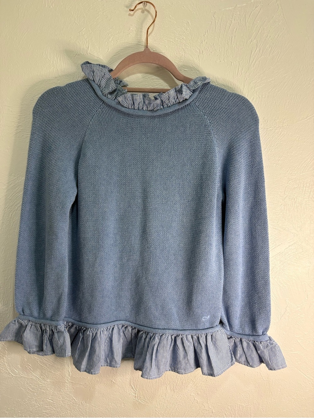 vineyard vines girls rolled edge ruffle sweater